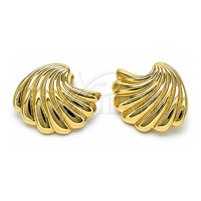 Oro Laminado Stud Earring, Gold Filled Style Shell Design, Polished, Golden Finish, 02.195.0327