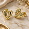 Oro Laminado Stud Earring, Gold Filled Style Heart Design, Polished, Golden Finish, 02.195.0328