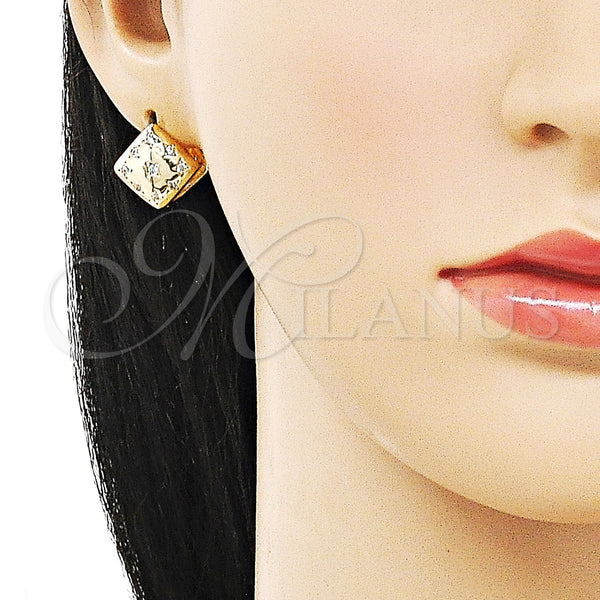 Gold Filled Hoop Earrings — Huggie Hoop Four-leaf Clover and Star Design with — alternate product view — SKU 158672 | Oro Laminado aretes de aro — Huggie Hoop Four-leaf Clover and estrella diseño with — SKU 158672