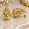 Oro Laminado Stud Earring, Gold Filled Style Teardrop and Hollow Design, Polished, Golden Finish, 02.195.0333