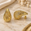 Oro Laminado Stud Earring, Gold Filled Style Teardrop and Hollow Design, Polished, Golden Finish, 02.195.0336