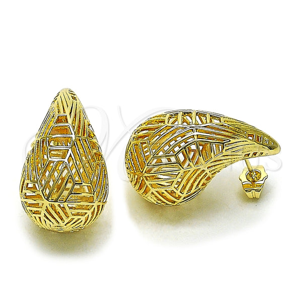 Gold Filled Ring — Stud Earring Teardrop and Hollow Design Polished 02. — main product view — SKU 158678 | Oro Laminado anillo — Stud Earring Teardrop and Hollow diseño pulido 02. — SKU 158678