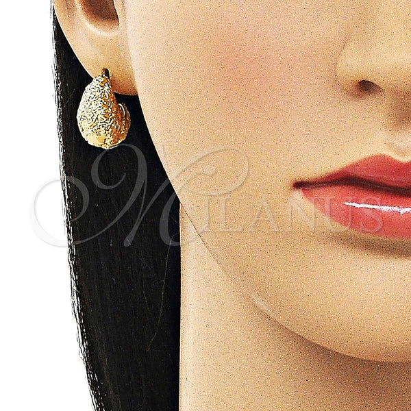 Gold Filled Hoop Earrings — Small Hoop Brushed 02. — alternate product view — SKU 158681 | Oro Laminado aretes de aro — aro pequeño Brushed 02. — SKU 158681