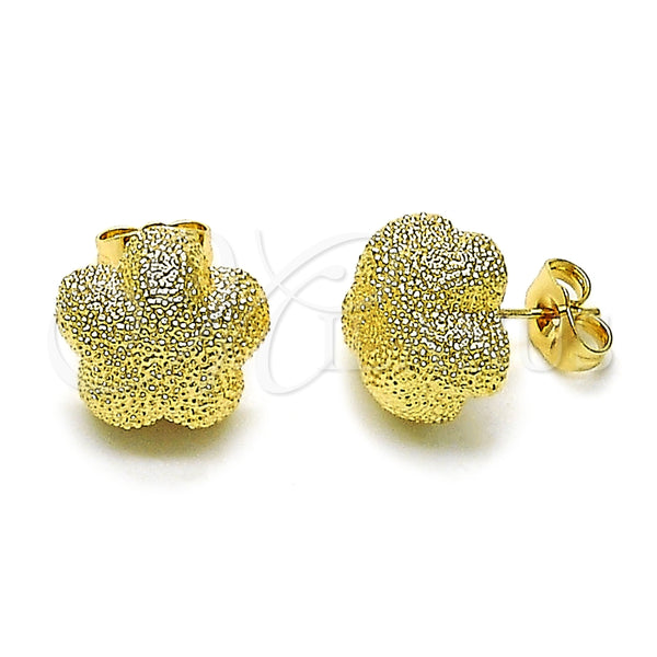 Gold Filled Ring — Stud Earring Flower Design Matte 02. — main product view — SKU 158685 | Oro Laminado anillo — Stud Earring flor diseño Matte 02. — SKU 158685