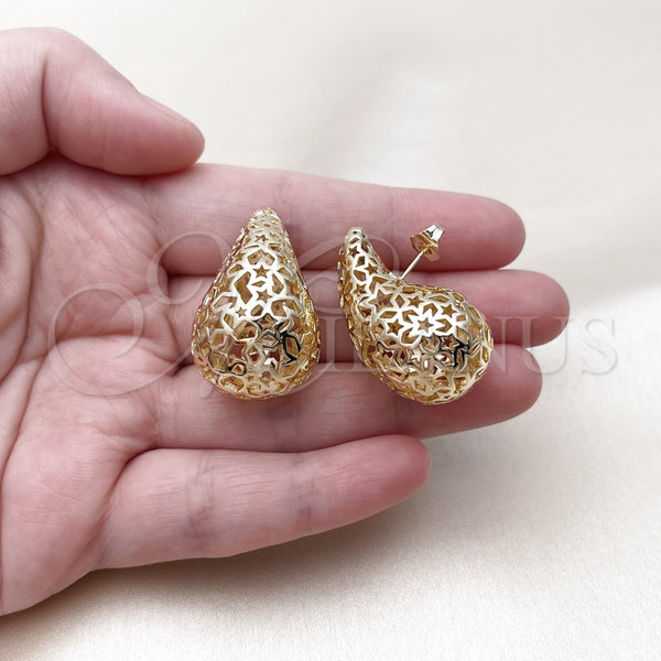 Gold Filled Ring — Stud Earring Teardrop and Hollow Design Polished 02. — alternate product view — SKU 158696 | Oro Laminado anillo — Stud Earring Teardrop and Hollow diseño pulido 02. — SKU 158696