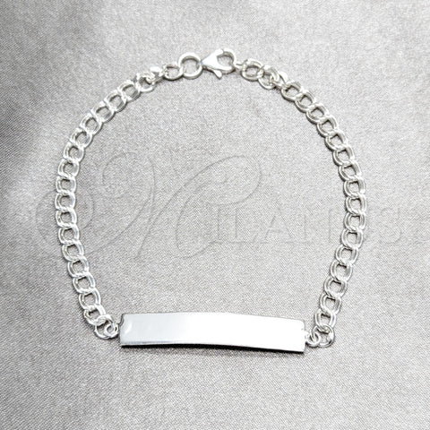 Sterling Silver ID Bracelet, Polished, Silver Finish, 03.392.0042.07 (07 MM Thickness, 7 Inches Length)