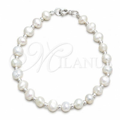 Sterling Silver Fancy Bracelet, Ball Design, with White Pearl, Polished, Silver Finish, 03.392.0027.07 (08 MM for wholesale, main product view