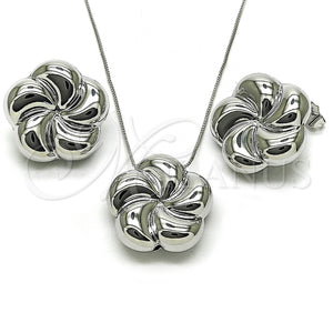 White Gold Filled Ring — Earring and Pendant Adult Set Flower and Hollow — main product view — SKU 158739 | Oro Laminado Blanco anillo — Earring and Pendant Adult Set flor and Hollow — SKU 158739