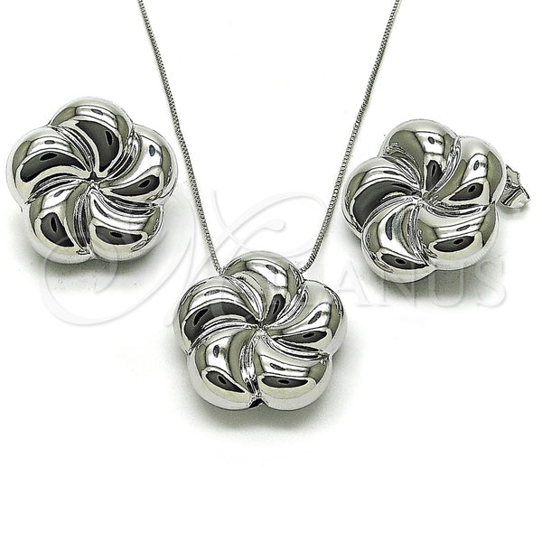 White Gold Filled Ring — Earring and Pendant Adult Set Flower and Hollow — main product view — SKU 158739 | Oro Laminado Blanco anillo — Earring and Pendant Adult Set flor and Hollow — SKU 158739