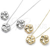 Rhodium Plated Earring and Pendant Adult Set, Flower and Hollow Design, Polished, Rhodium Finish, 10.428.0001.1