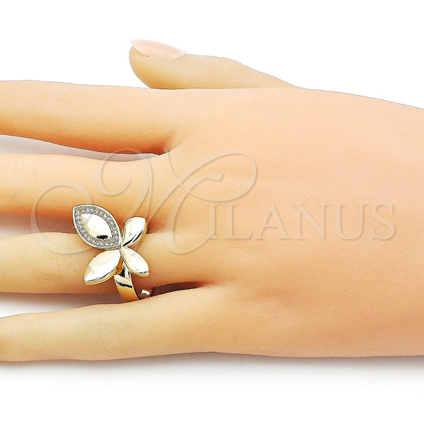 Gold Filled Ring — Multi Stone Ring Leaf and Butterfly Design with — alternate product view — SKU 158742 | Oro Laminado anillo — Multi Stone Ring Leaf and mariposa diseño with — SKU 158742