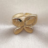 Oro Laminado Multi Stone Ring, Gold Filled Style Leaf and Butterfly Design, with White Micro Pave, Polished, Golden Finish, 01.428.0003 (One size fits all)