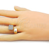 Oro Laminado Multi Stone Ring, Gold Filled Style with White Micro Pave, Polished, Golden Finish, 01.428.0010 (One size fits all)