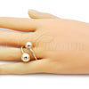 Oro Laminado Elegant Ring, Gold Filled Style Ball and Hollow Design, Polished, Golden Finish, 01.428.0011