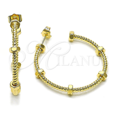 Gold Filled Hoop Earrings — Medium Hoop Twist Design Diamond Cutting 02. — main product view — SKU 158755 | Oro Laminado aretes de aro — Medium Hoop Twist diseño Diamond Cutting 02. — SKU 158755