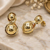 Oro Laminado Stud Earring, Gold Filled Style Ball and Infinite Design, Polished, Golden Finish, 02.428.0010