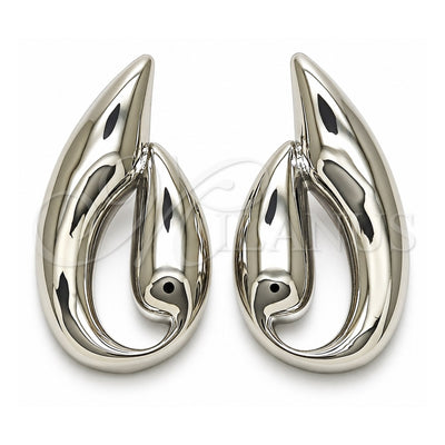 White Gold Filled Stud Earring, Leaf Design, Polished, Rhodium Finish, 02.428.0015.1
