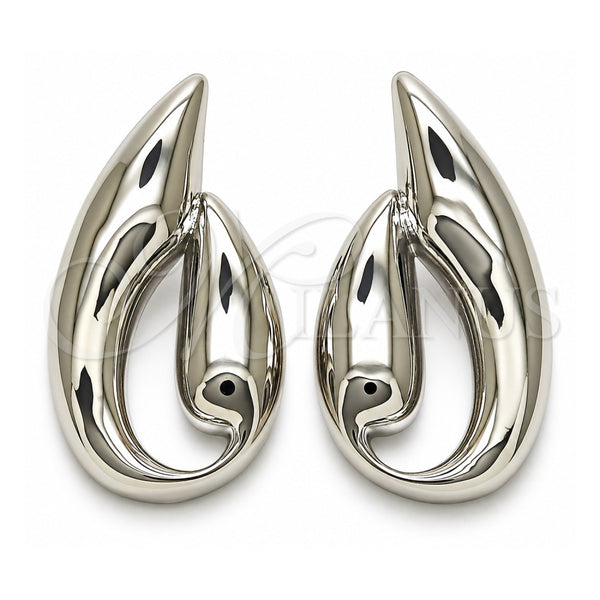 White Gold Filled Stud Earring, Leaf Design, Polished, Rhodium Finish, 02.428.0015.1