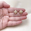 Oro Laminado Stud Earring, Gold Filled Style Flower and Four-leaf Clover Design, Matte Finish, Golden Finish, 02.428.0016