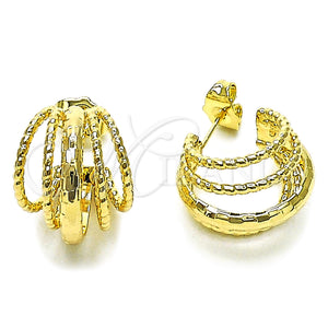 Gold Filled Hoop Earrings — Small Hoop Twist Design Diamond Cutting 02. — main product view — SKU 158784 | Oro Laminado aretes de aro — aro pequeño Twist diseño Diamond Cutting 02. — SKU 158784