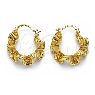 Oro Laminado Medium Hoop, Gold Filled Style Twist Design, Diamond Cutting Finish, Golden Finish, 02.428.0021.30