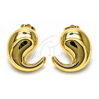 Oro Laminado Stud Earring, Gold Filled Style Teardrop Design, Polished, Golden Finish, 02.163.0351