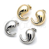 Oro Laminado Stud Earring, Gold Filled Style Teardrop Design, Polished, Golden Finish, 02.163.0351