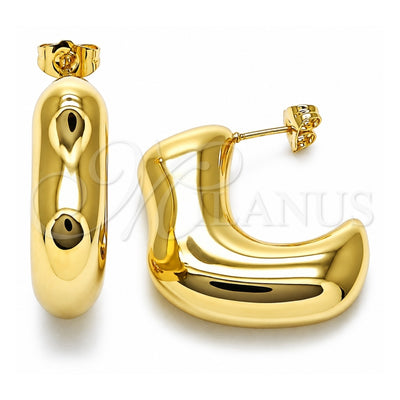 Oro Laminado Stud Earring, Gold Filled Style Hollow Design, Polished, Golden Finish, 02.163.0352
