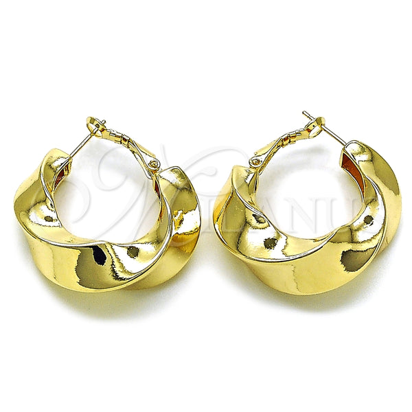 Oro Laminado Medium Hoop, Gold Filled Style Twist Design, Polished, Golden Finish, 02.163.0356.35