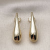 Oro Laminado Stud Earring, Gold Filled Style Teardrop and Hollow Design, Polished, Golden Finish, 02.163.0357