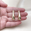 Oro Laminado Stud Earring, Gold Filled Style Teardrop and Hollow Design, Polished, Golden Finish, 02.163.0357
