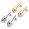 Oro Laminado Stud Earring, Gold Filled Style Teardrop and Hollow Design, Polished, Golden Finish, 02.163.0357