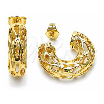 Oro Laminado Small Hoop, Gold Filled Style Hollow and Filigree Design, Polished, Golden Finish, 02.163.0359.25