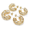 Oro Laminado Small Hoop, Gold Filled Style Hollow and Filigree Design, Polished, Golden Finish, 02.163.0359.25