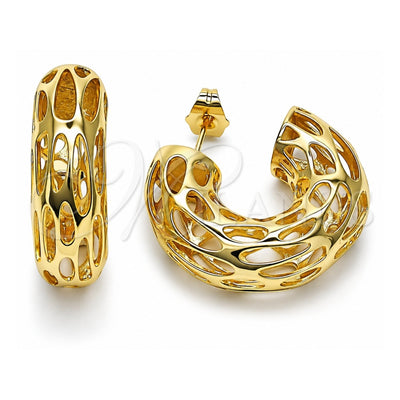 Oro Laminado Small Hoop, Gold Filled Style Hollow and Filigree Design, Polished, Golden Finish, 02.163.0359.30