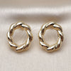 Oro Laminado Stud Earring, Gold Filled Style Hollow and Twist Design, Polished, Golden Finish, 02.163.0364