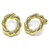 Oro Laminado Stud Earring, Gold Filled Style Hollow and Twist Design, Polished, Golden Finish, 02.163.0364