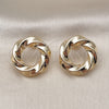 Oro Laminado Stud Earring, Gold Filled Style Twist Design, Polished, Golden Finish, 02.163.0366