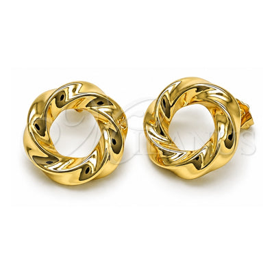 Oro Laminado Stud Earring, Gold Filled Style Twist Design, Polished, Golden Finish, 02.163.0366