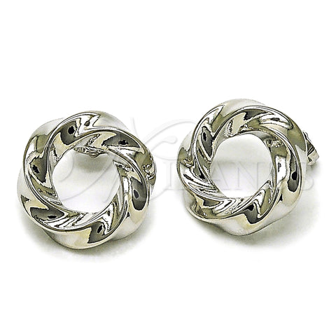 Rhodium Plated Stud Earring, Twist Design, Polished, Rhodium Finish, 02.163.0366.1