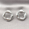 Rhodium Plated Stud Earring, Twist and Four-leaf Clover Design, Polished, Rhodium Finish, 02.163.0367.1