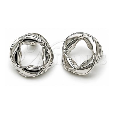 White Gold Filled Stud Earring, Twist and Four-leaf Clover Design, Polished, Rhodium Finish, 02.163.0367.1