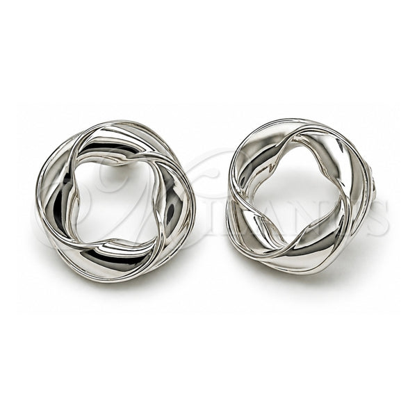 White Gold Filled Stud Earring, Twist and Four-leaf Clover Design, Polished, Rhodium Finish, 02.163.0367.1