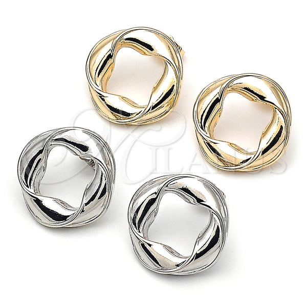 White Gold Filled Ring — Stud Earring Twist and Four-leaf Clover Design Polished — alternate product view — SKU 158829 | Oro Laminado Blanco anillo — Stud Earring Twist and Four-leaf Clover diseño pulido — SKU 158829