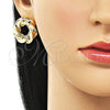 Oro Laminado Stud Earring, Gold Filled Style Twist Design, Polished, Golden Finish, 02.163.0368