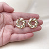 Oro Laminado Stud Earring, Gold Filled Style Twist Design, Polished, Golden Finish, 02.163.0368