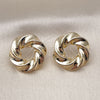 Oro Laminado Stud Earring, Gold Filled Style Twist Design, Polished, Golden Finish, 02.163.0368