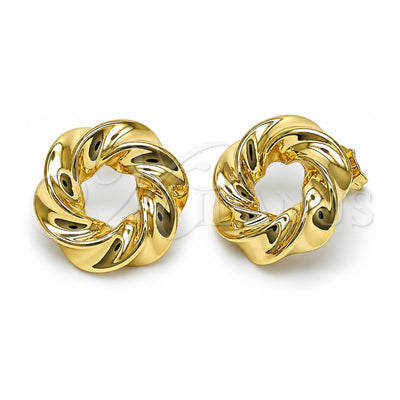 Oro Laminado Stud Earring, Gold Filled Style Twist Design, Polished, Golden Finish, 02.163.0368