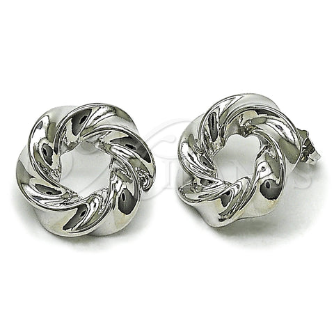 Rhodium Plated Stud Earring, Twist Design, Polished, Rhodium Finish, 02.163.0368.1