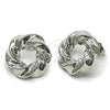 Rhodium Plated Stud Earring, Twist Design, Polished, Rhodium Finish, 02.163.0368.1